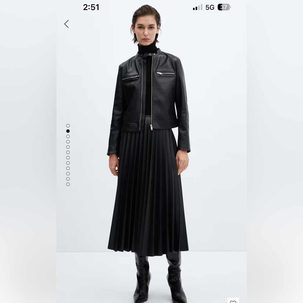 Mango Leather effect pleated skirt